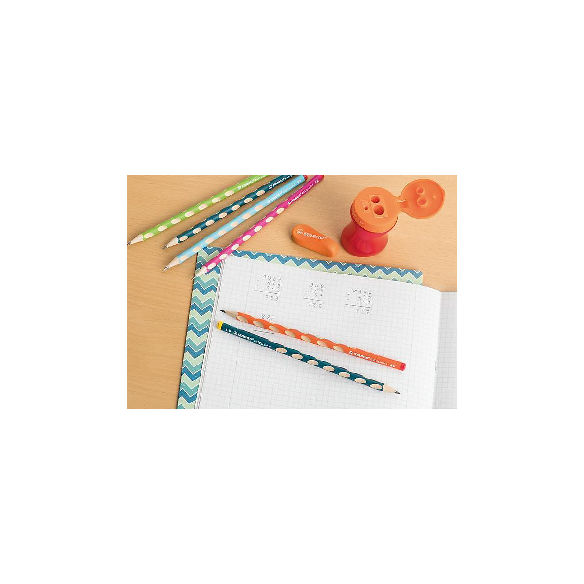 Dreikant-Bleistift EASYgraph S Class Pack Mix XXL Pastell, verschiedene Härtegrade, Links- und Rechtshändervarianten, 48 Stück
