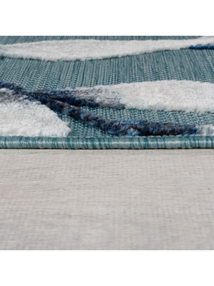 KADIMA DESIGN Eleganter Balkonteppich mit floralem Türkis-Design günstig kaufen