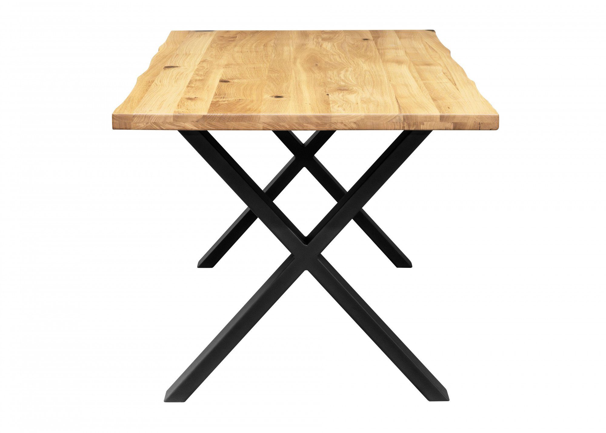 Home affaire Esstisch Model 2, Eiche Massivholz, stabiler Stand durch pulverbeschichtete Metallbeine