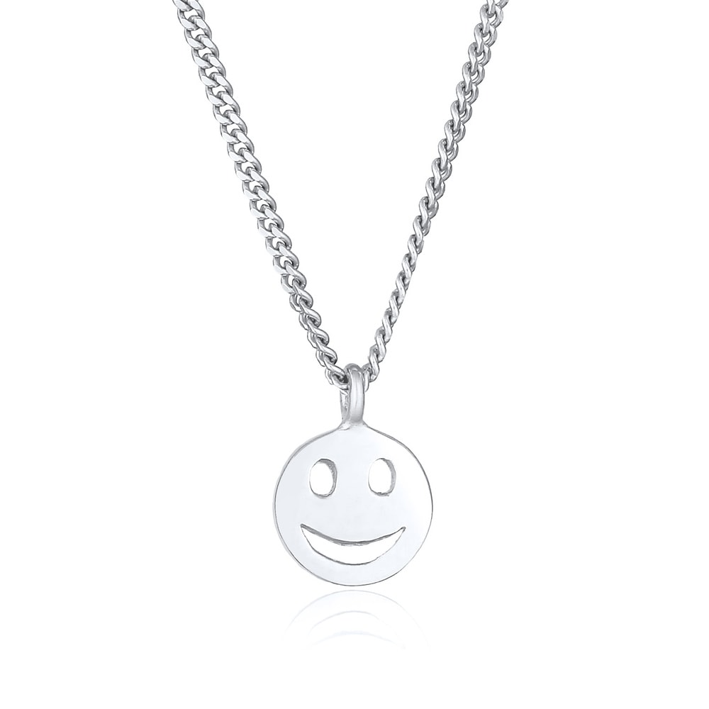 Elli Elli Collier Femmes plaquette pendentif visage smile emoji en argent sterling 925 Bijoux