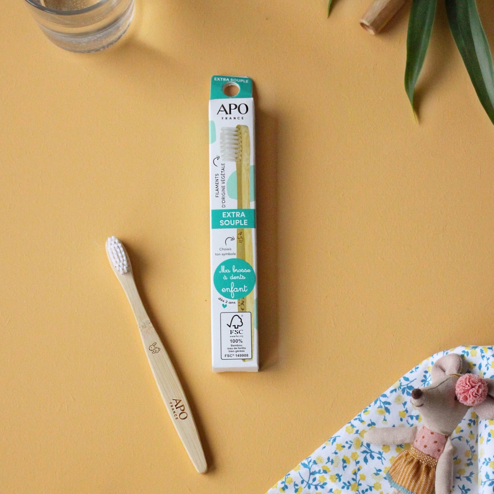 APO France BROSSE À DENTS BAMBOU ENFANT EXTRA-SOUPLE Brosse à Dents