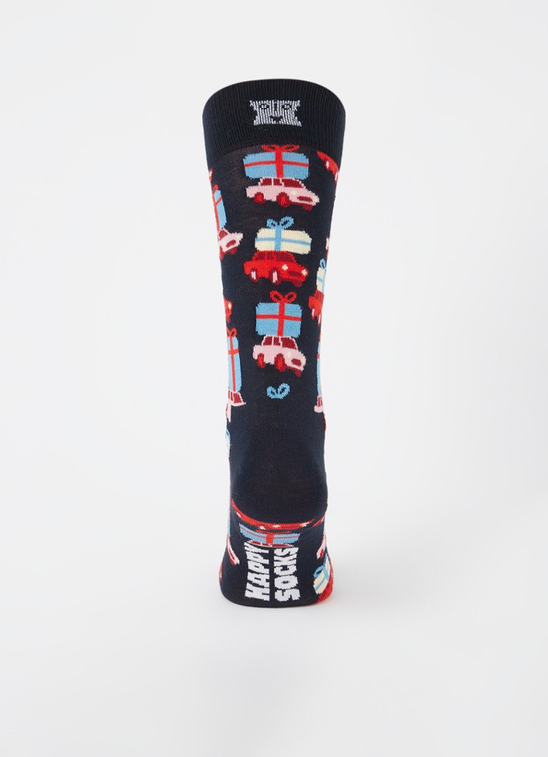 Șosete de Crăciun Happy Socks cu motiv de brad de Crăciun, vândute în pachete de 3 într-o cutie cadou.
