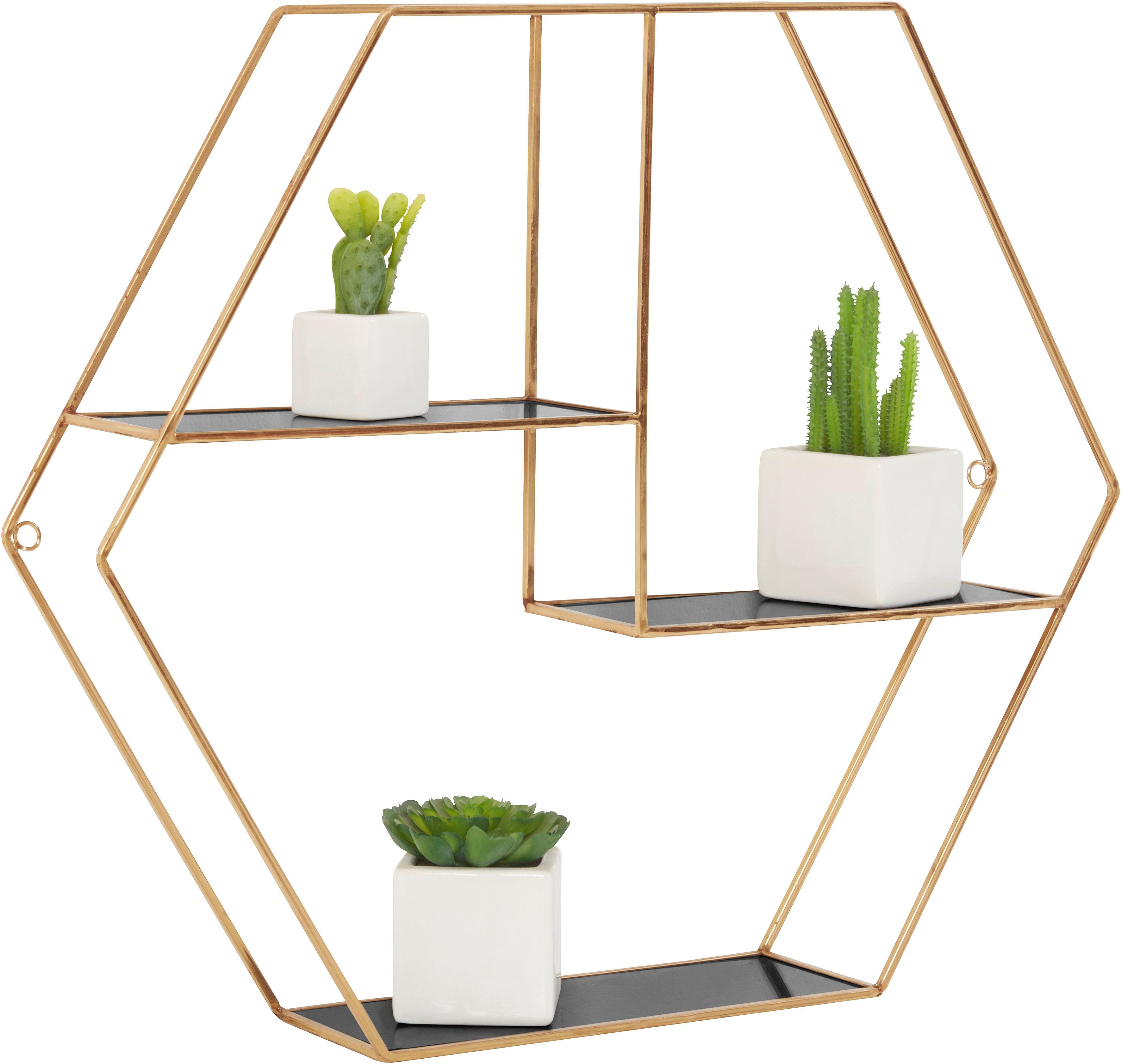 Leonique Deko-Wandregal Hexagon, sechseckiges Element, goldfarben, in modernem Design