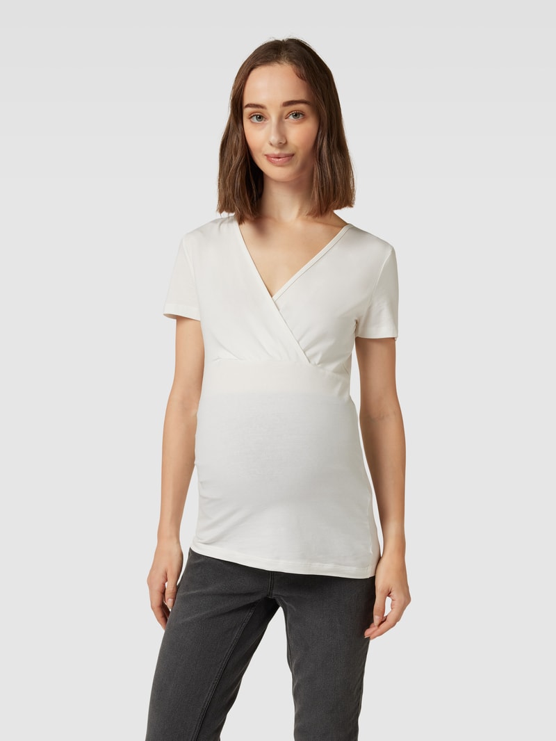 Umstands-T-Shirt mit V-Ausschnitt Modell 'KATE' im 2er-Pack in weiß