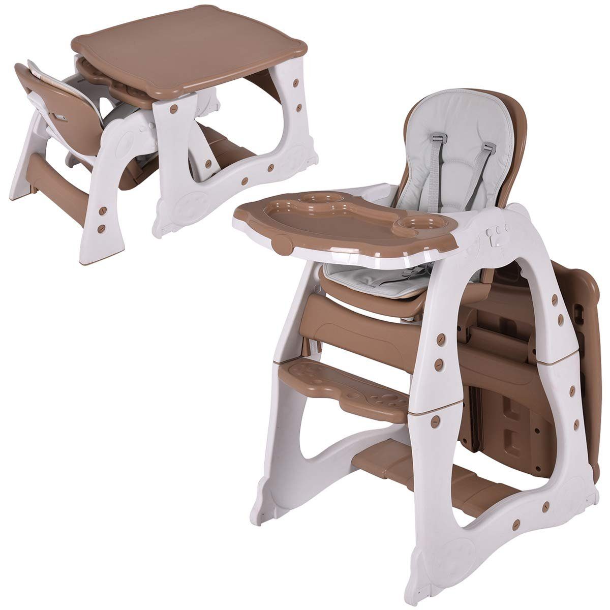KOMFOTTEU Hochstuhl Kinder, höhenverstellbarer Babystuhl, Rückenlehne & Sitzkissen