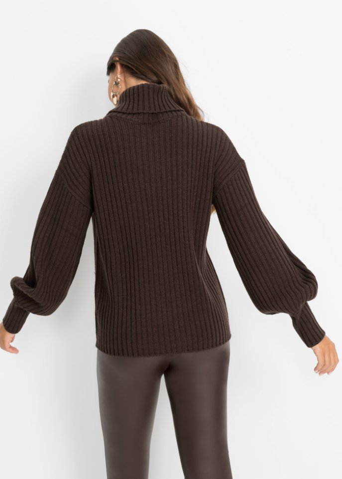 Ripppullover mit Ballonärmel