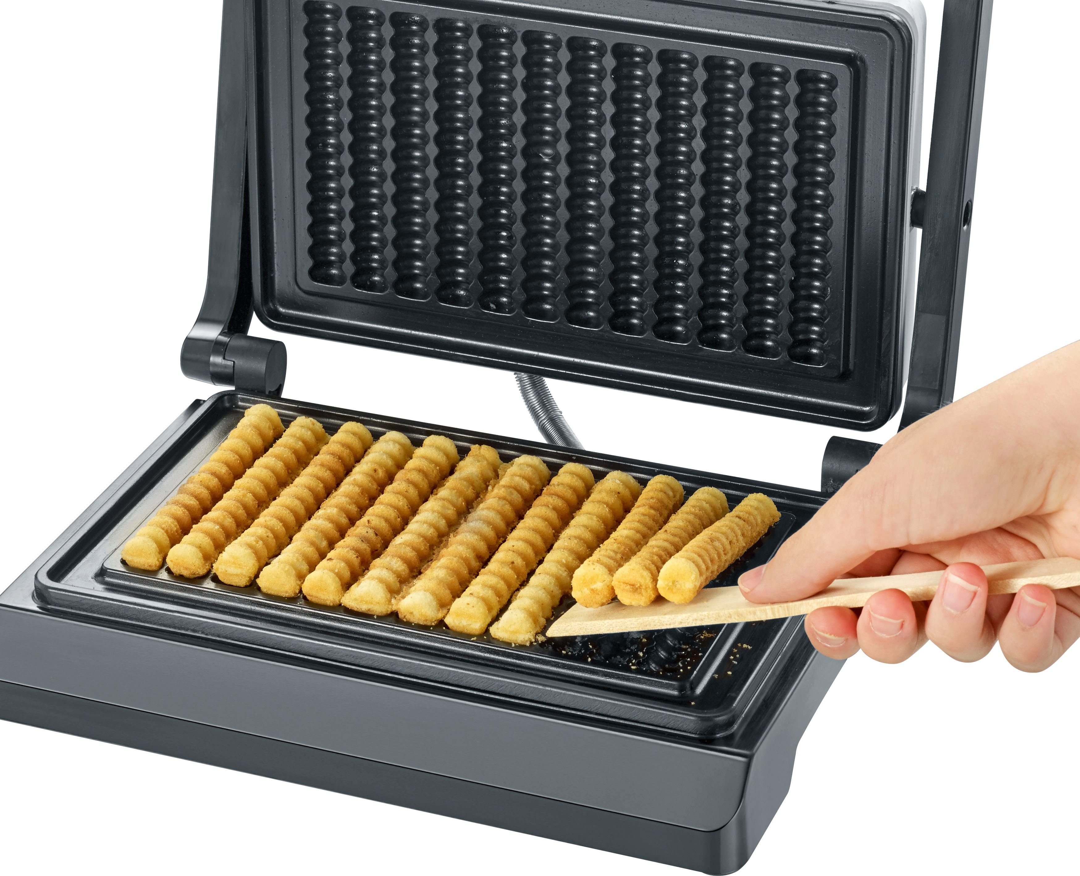Severin Waffeleisen WA 2114, 800 W, Waffelpommes-Maker, Antihaftbeschichtung, 12 Waffeln in Pommesform