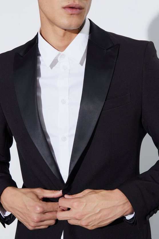 Einreihige Skinny Smoking-Jacke