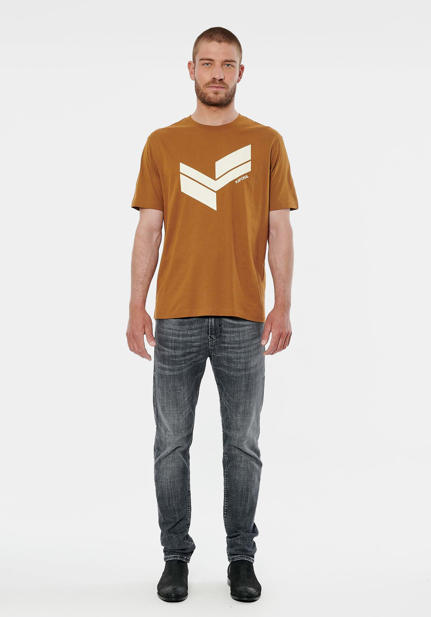 BRYZO  T-shirt marron homme 100% coton