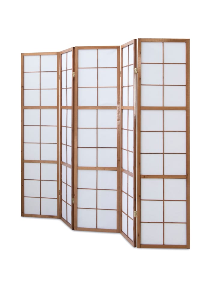Homestyle4u 5-tlg. Paravent Shoji in Braun 220x175 cm günstig kaufen onesize