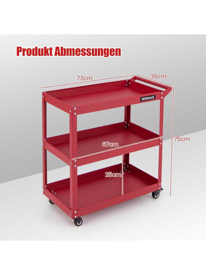 COSTWAY Werkstatt-Rollwagen 3 Etagen in Rot günstig kaufen onesize