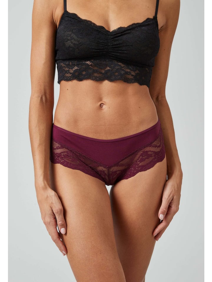 SNOCKS Hipster mit Spitze aus Bio-Baumwolle 3 Stück in Mix (Mauve/Weinrot/Schwarz) günstig kaufen