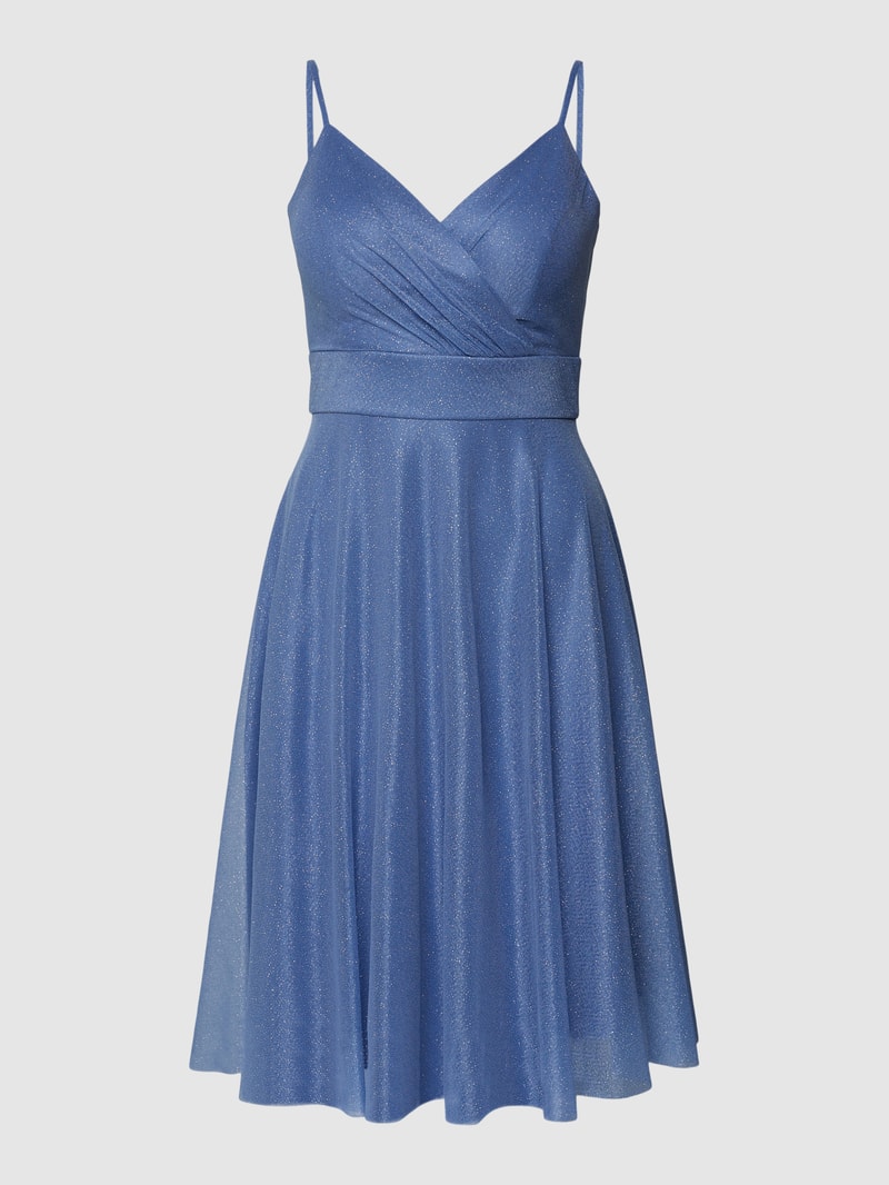 Cocktailkleid mit Spaghettiträgern in rauchblau