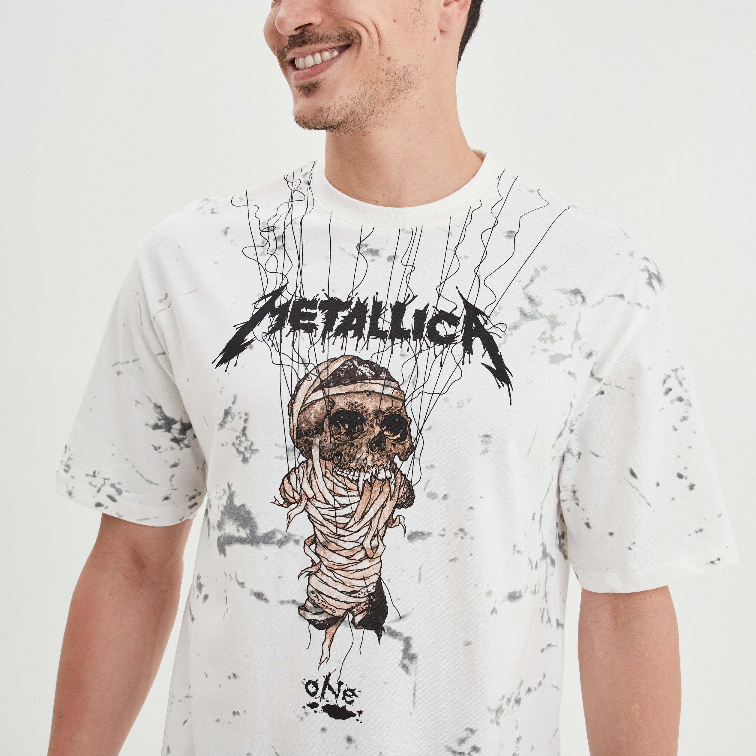 T-shirt manches courtes coton Metallica blanc homme | La Halle