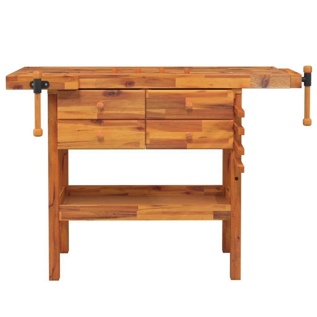 vidaXL Werkbank Werkbank mit Schubladen Schraubstöcken 124x52x83 cm Akazienholz, (1-tlg)