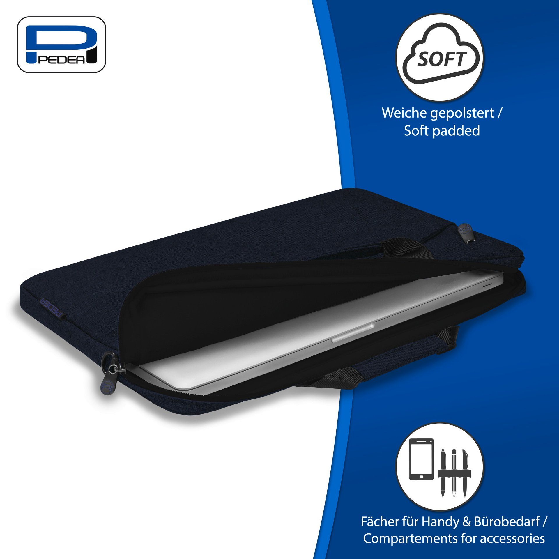 PEDEA Laptoptasche Notebooktasche Fashion bis 39,6 cm (bis 15,6), dicke Polsterung und ein fleeceartiges, weiches Innenfutter