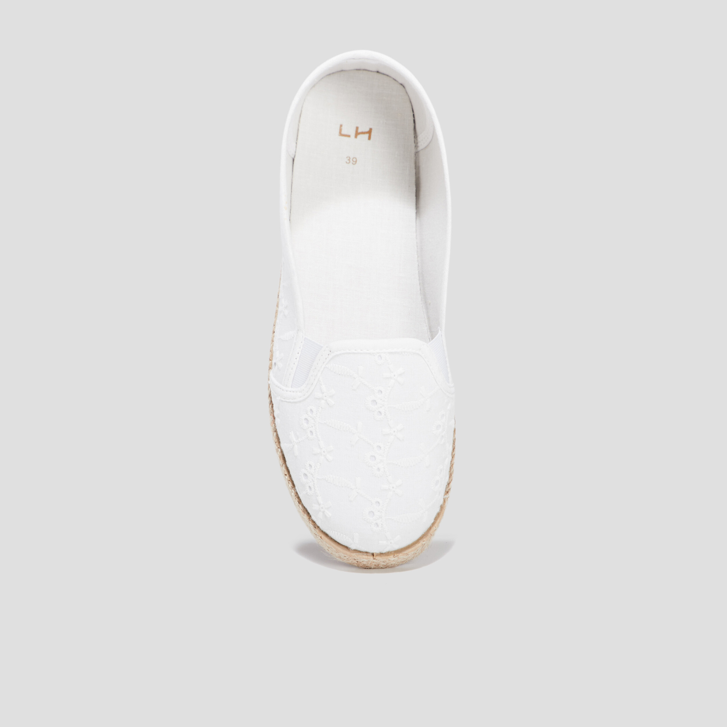 Ballerines brodées en toile blanc femme | La Halle