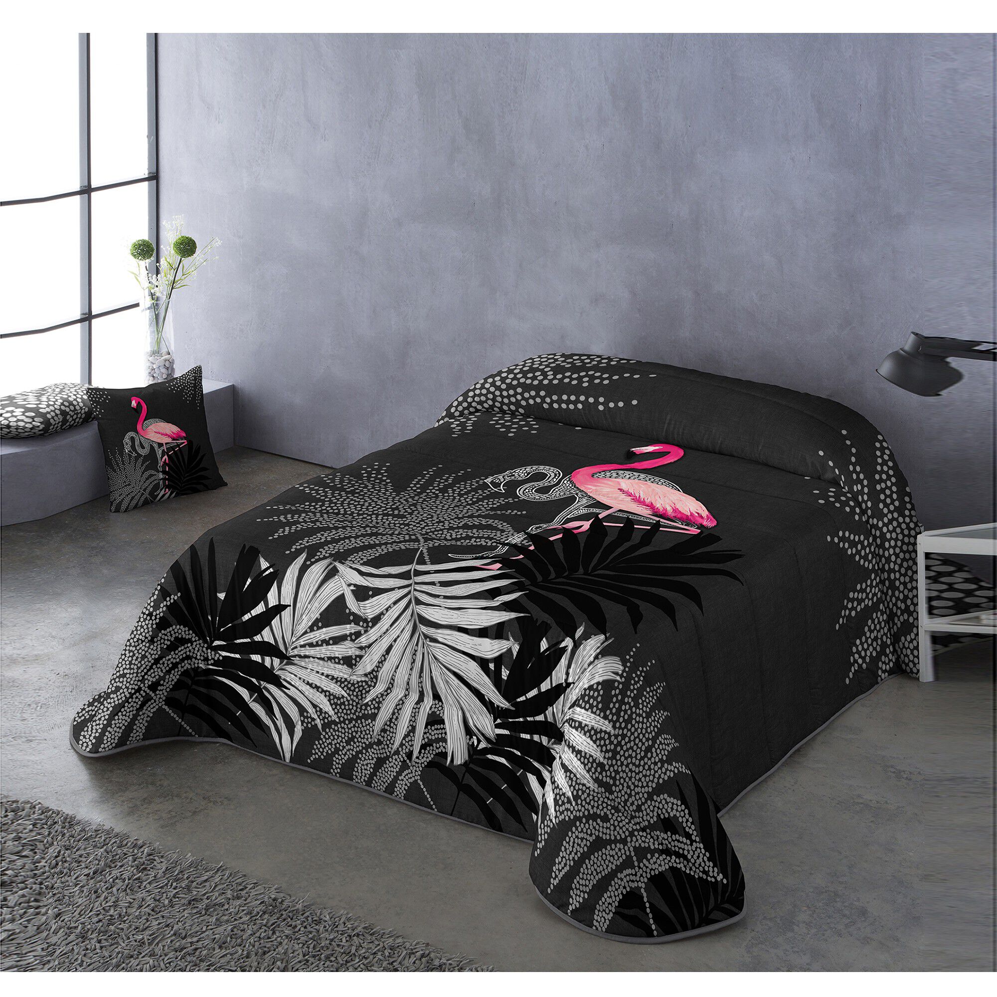 Couette imprimée polyester Flamant Rose 200g/m²