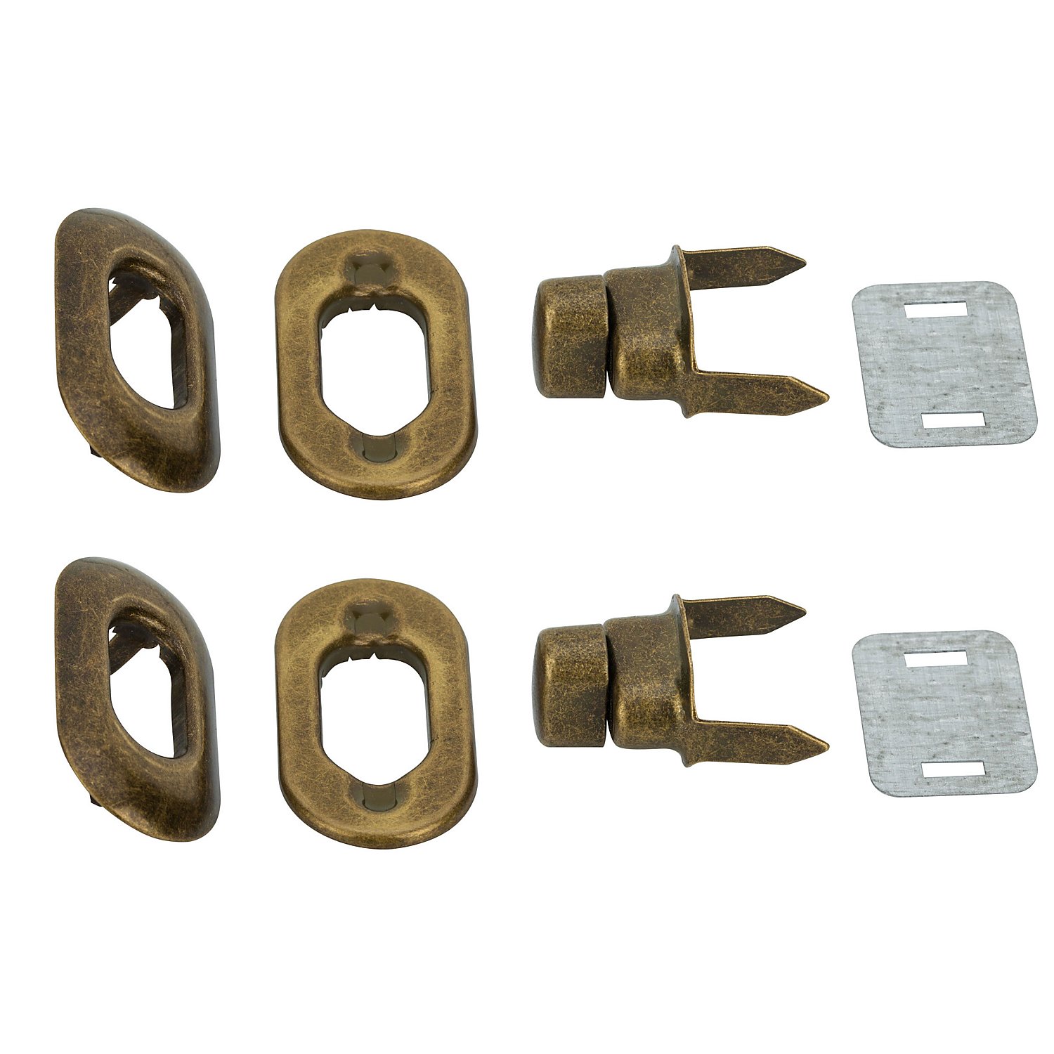 buttinette Drehverschluss für Taschen, Größe: 35 x 20 mm, altmessing, 2 Stück