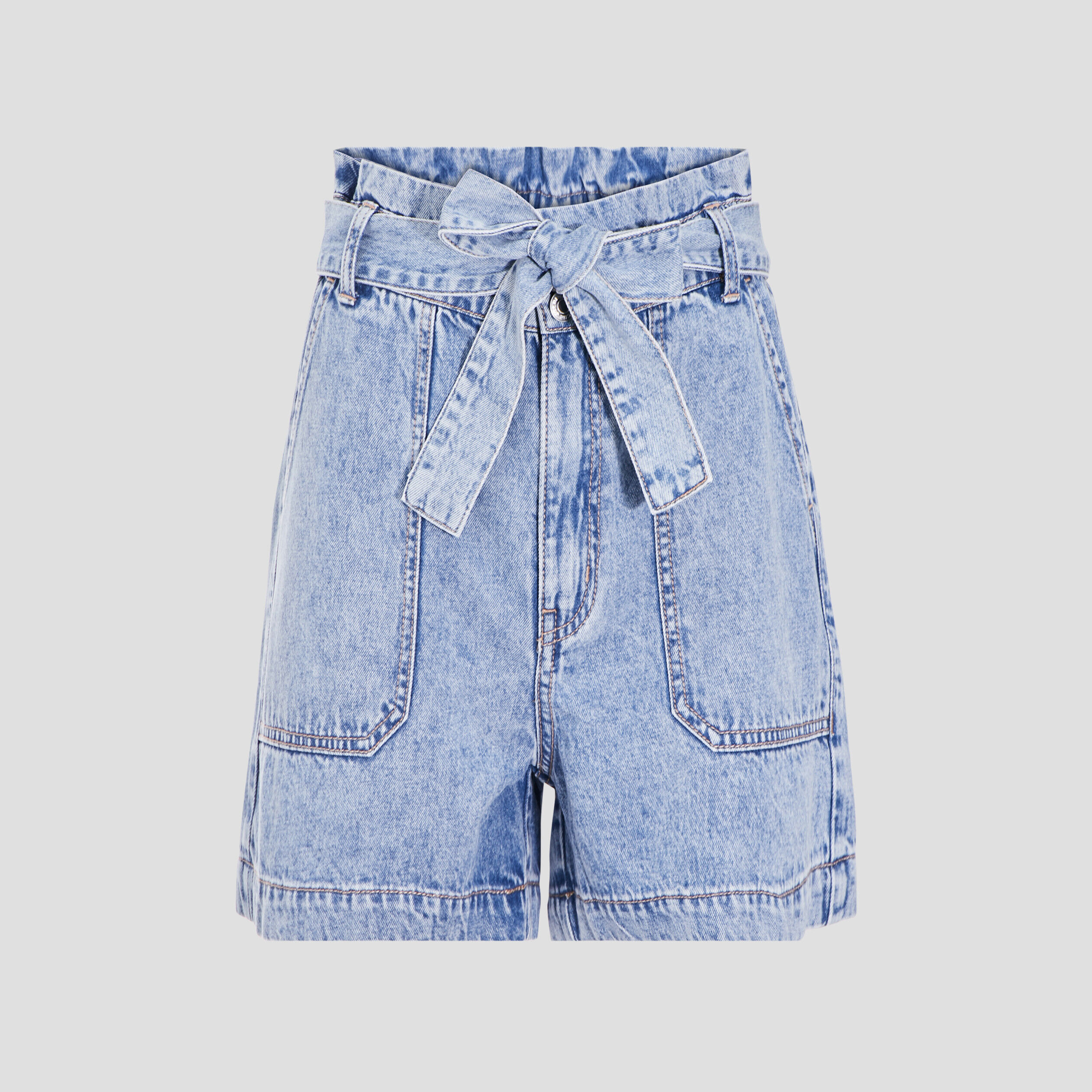Short ceinturé denim double stone femme | Cache Cache