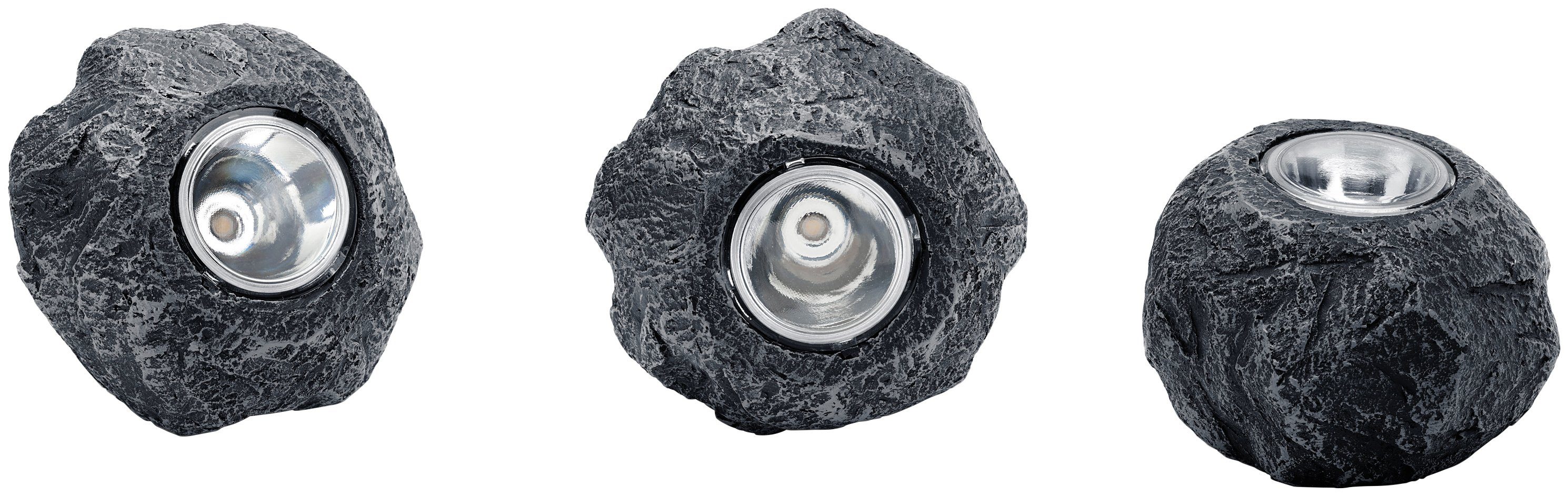 Pontec Teichleuchte PondoStar LED Rocklight Set 3, Schieferoptik
