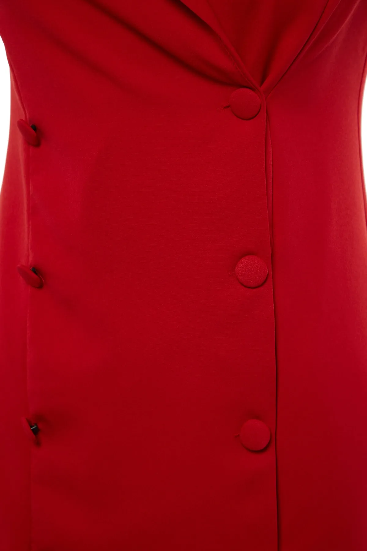 Trendyol Collection  Rote Jacke, gewebtes Minikleid mit Knöpfen und detailliertem Webmuster TWOSS21EL0323