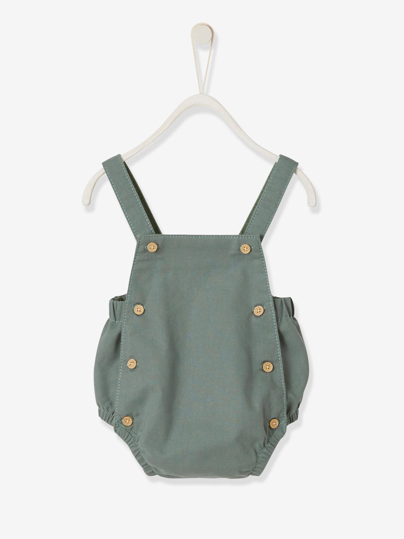 Combinaison bébé naissance forme barboteuse bleu chambray rayé
