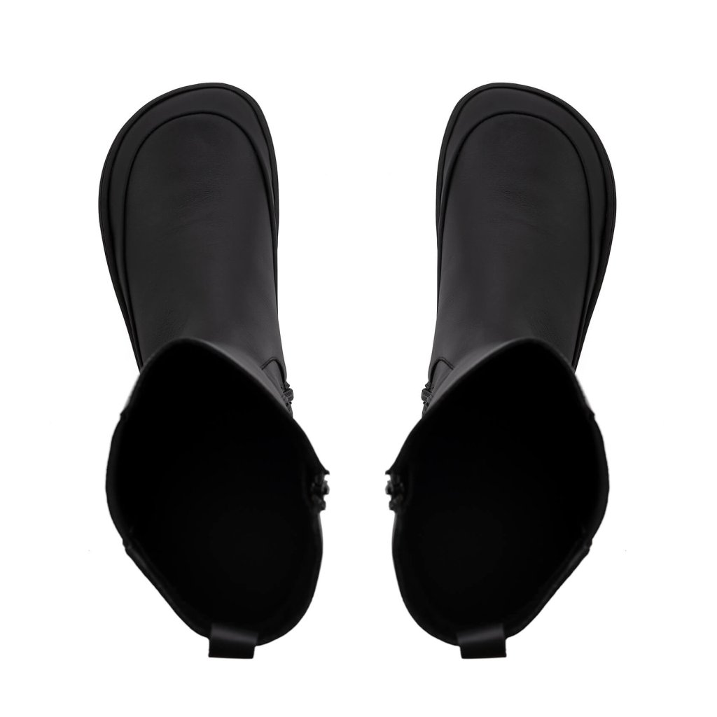 Shapen Harper Black Leather Barfußstiefel