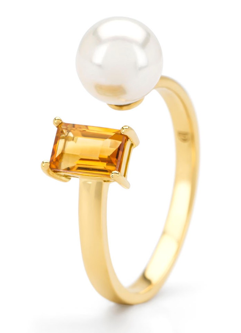 Anello in oro giallo Diamond Point, citrino da 0,57 ct, Riviera