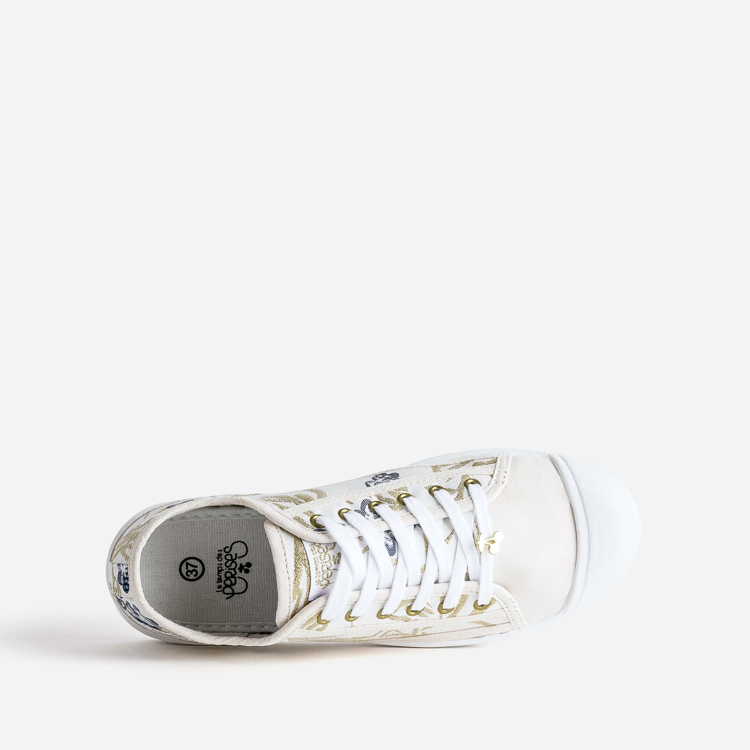 Tennis LE TEMPS DES CERISES beige broderies or