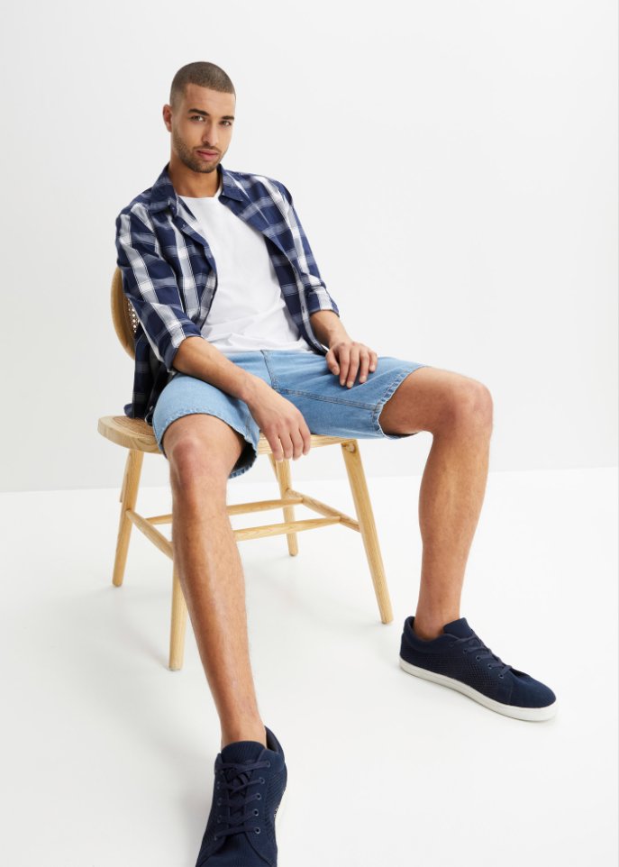 Jeans-Bermuda mit seitlichem Dehnbund, Classic Fit