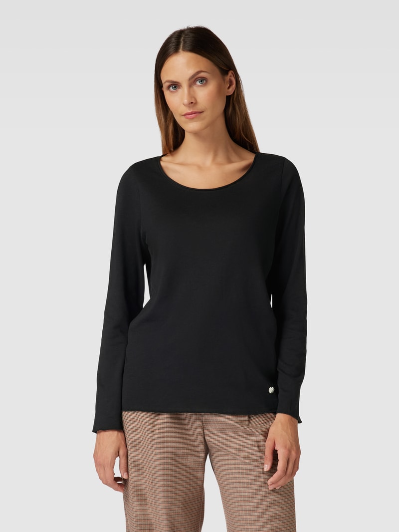 Longsleeve mit Label-Applikation in schwarz