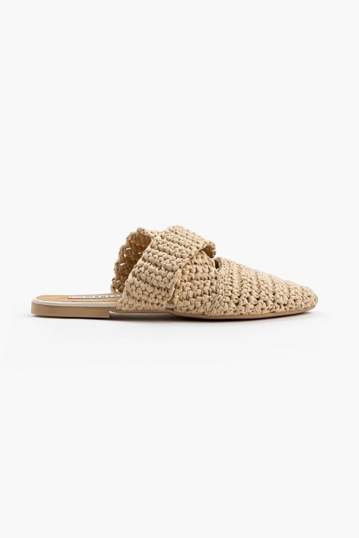 NİŞANTAŞI SHOES  Laila Beige Damen-Hausschuhe mit gestricktem Kreuzriemendetail
