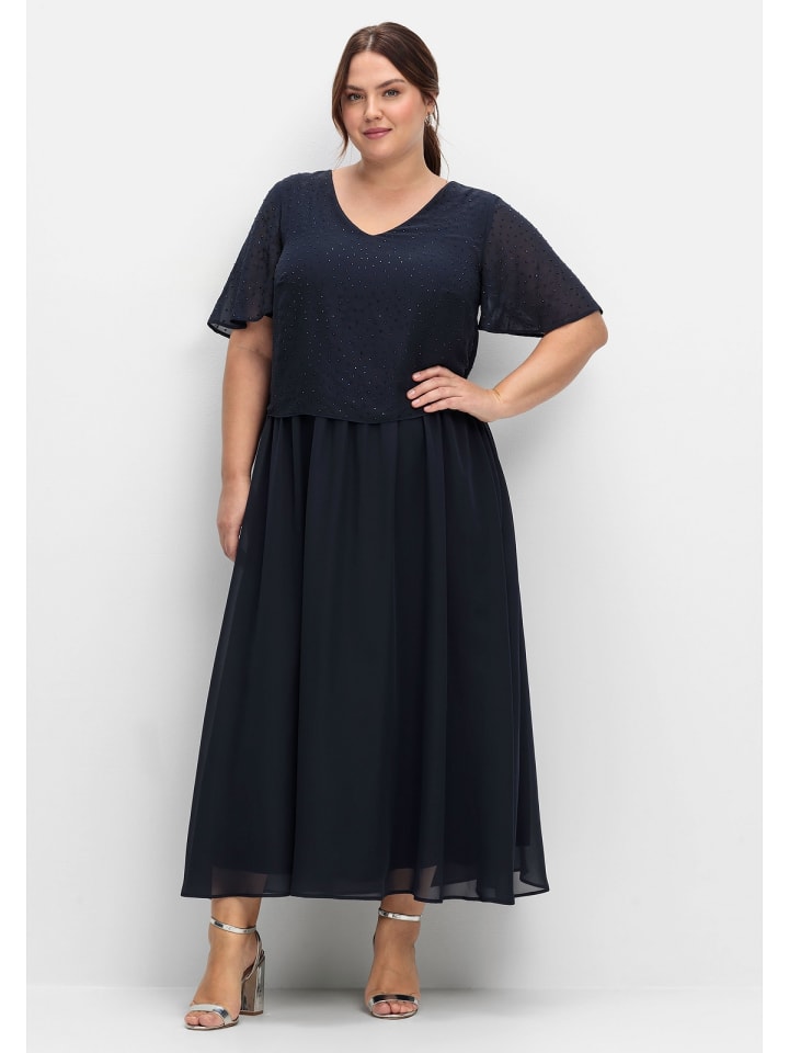 sheego Chiffonkleid in tiefblau günstig kaufen