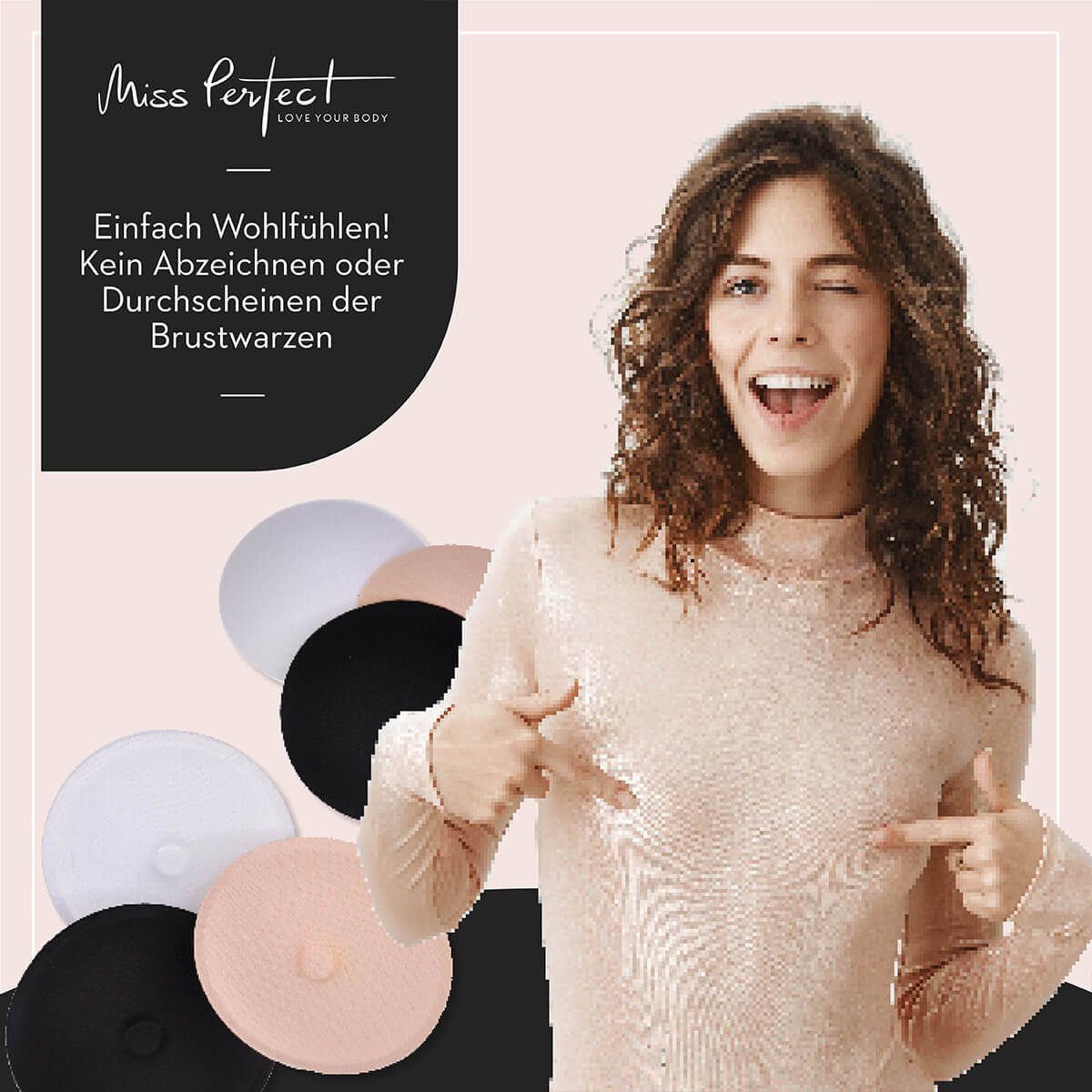 Miss Perfect Brustwarzenabdeckung W2G7000023457, Schaumstoff Haut, Weiß oder Schwarz, Silikon Haut oder Vlies Haut