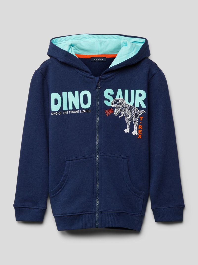 Sweatjacke mit Motiv-Print Modell 'DINO' in blau