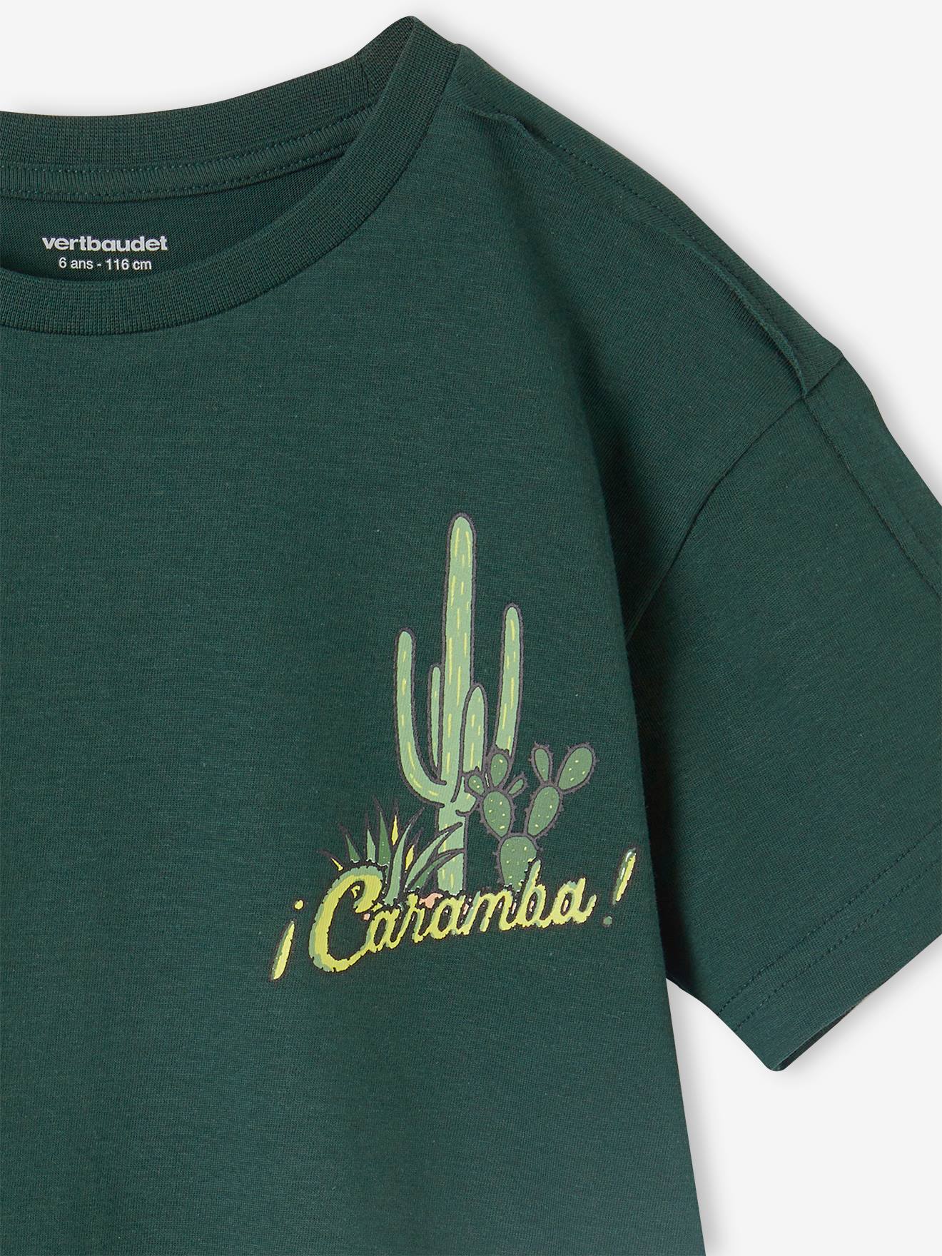 Vertbaudet Jungen T-Shirt mit Kaktusprint Oeko-Tex - tannengrün