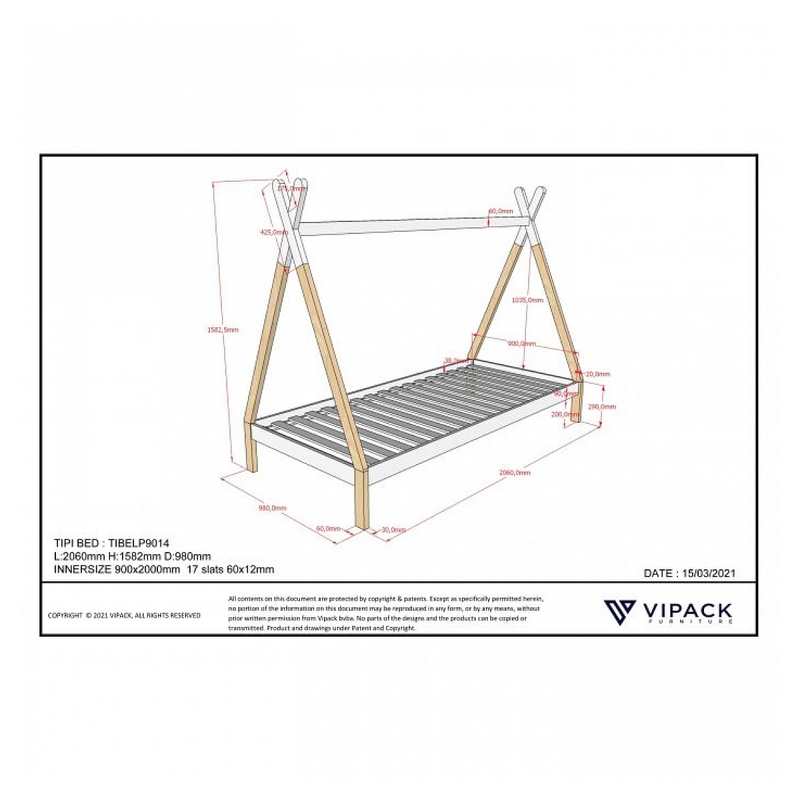 Lit tipi 90x200cm