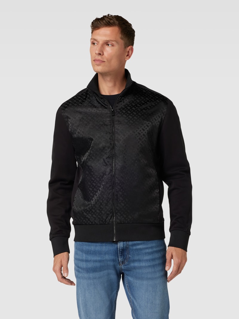 Sweatjacke mit Label-Print Modell 'Shepherd' in schwarz