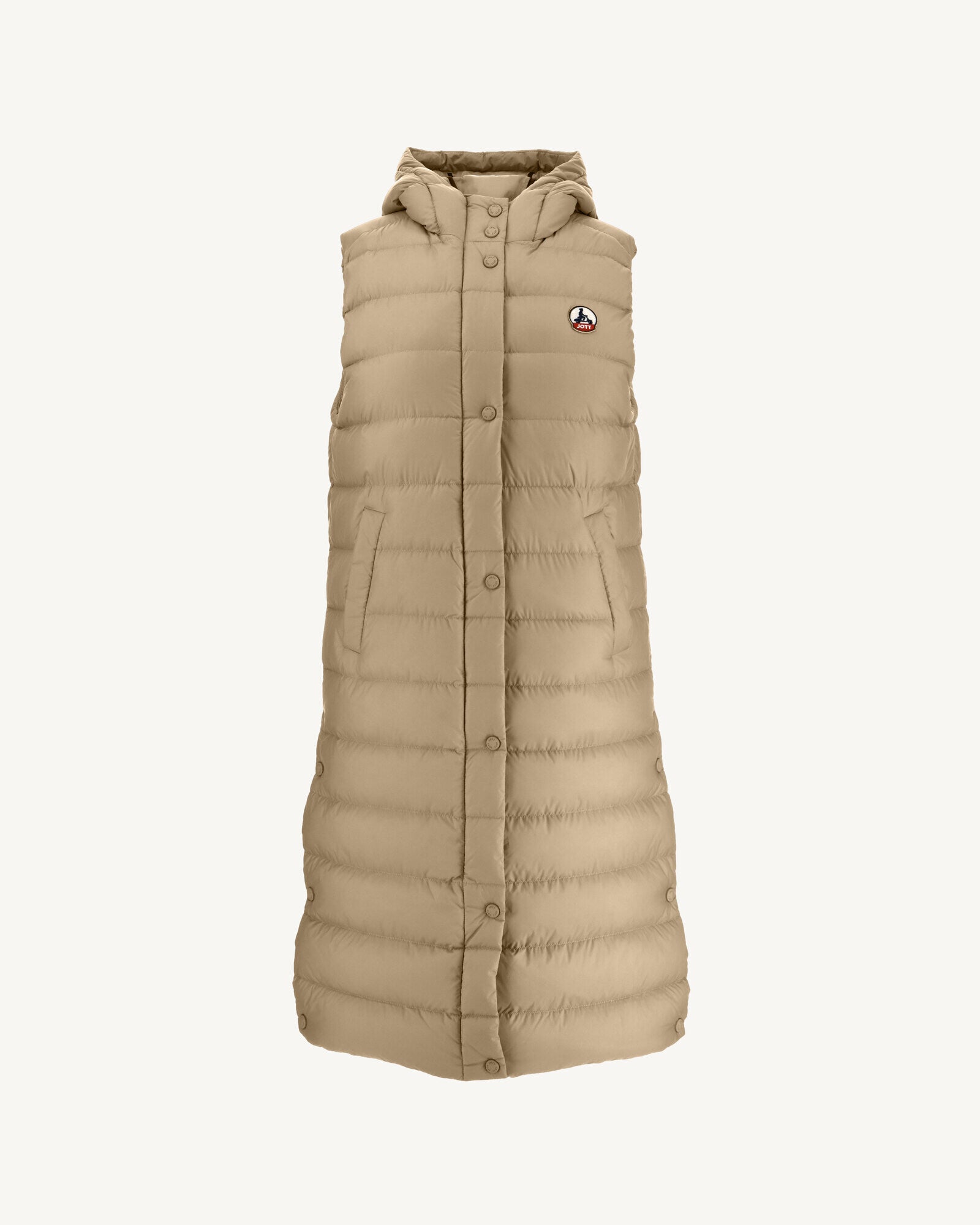 Doudoune longue droite à capuche Beige Lola