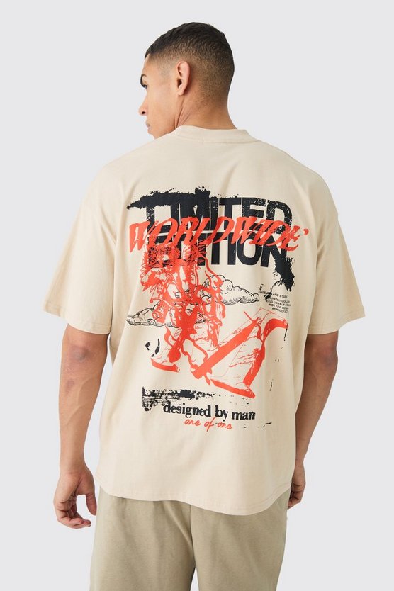 Oversize T-Shirt mit verlängerten Kragen und Limited Edition Print