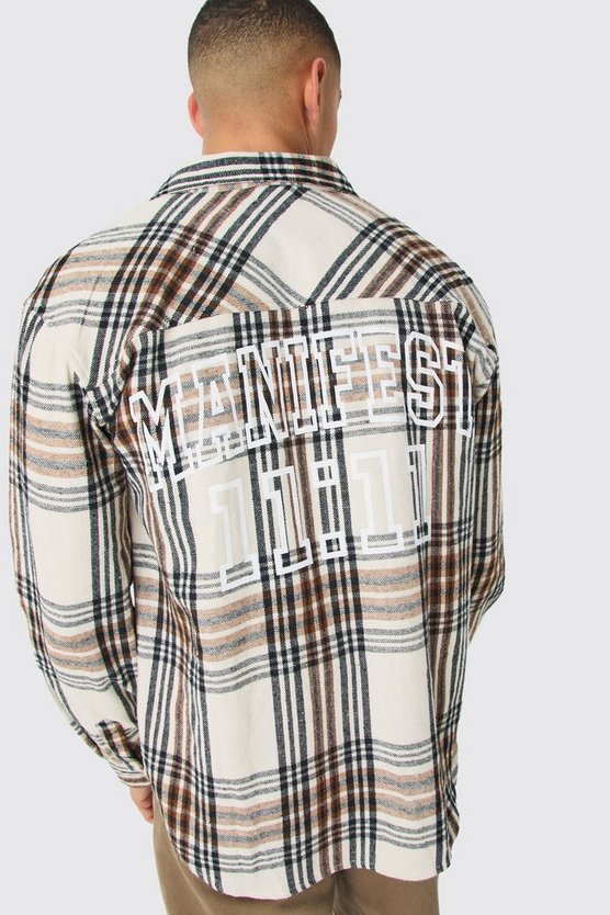 Kariertes Hemd mit Manifest Print