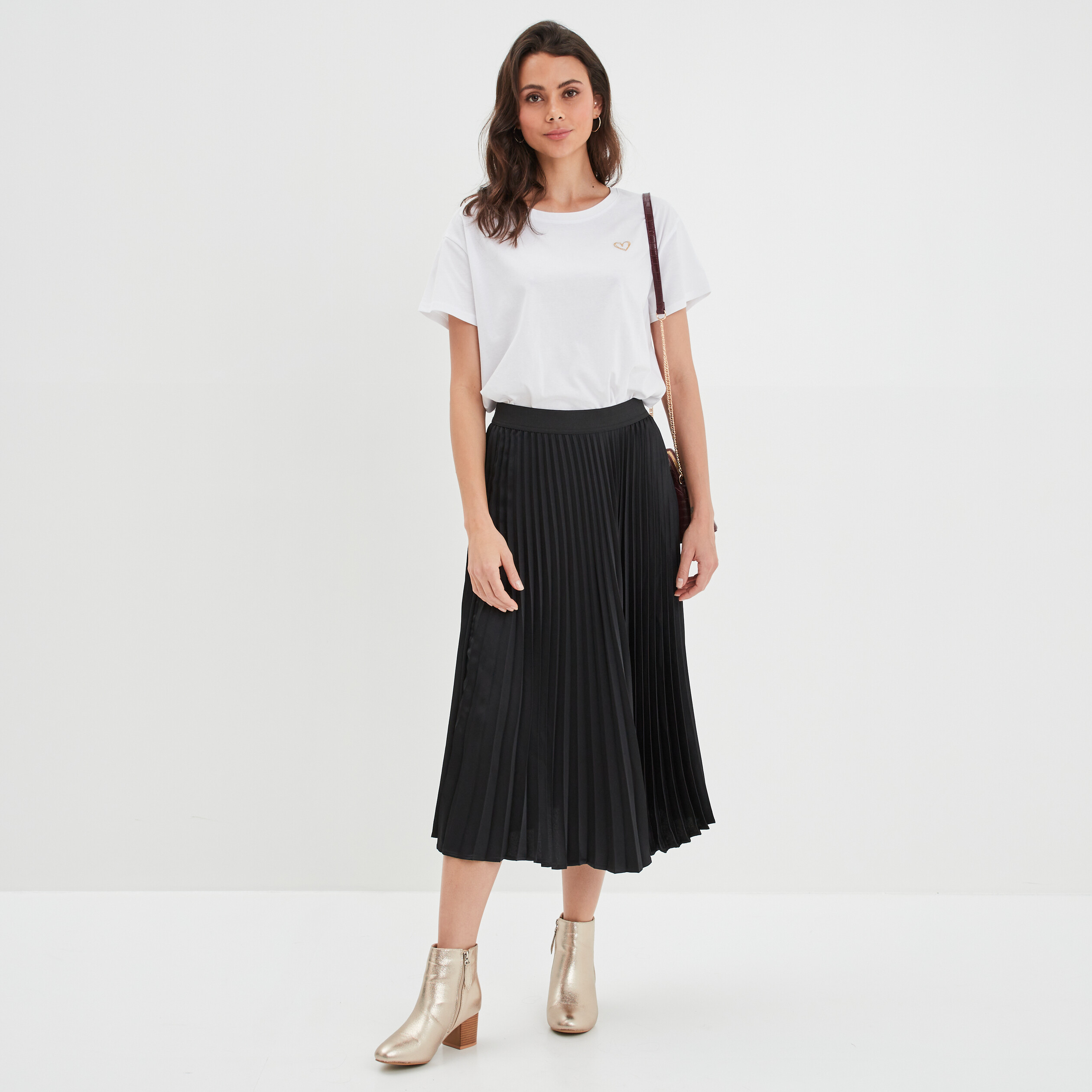 T-shirt oversize broderie devant coton blanc femme | La Halle