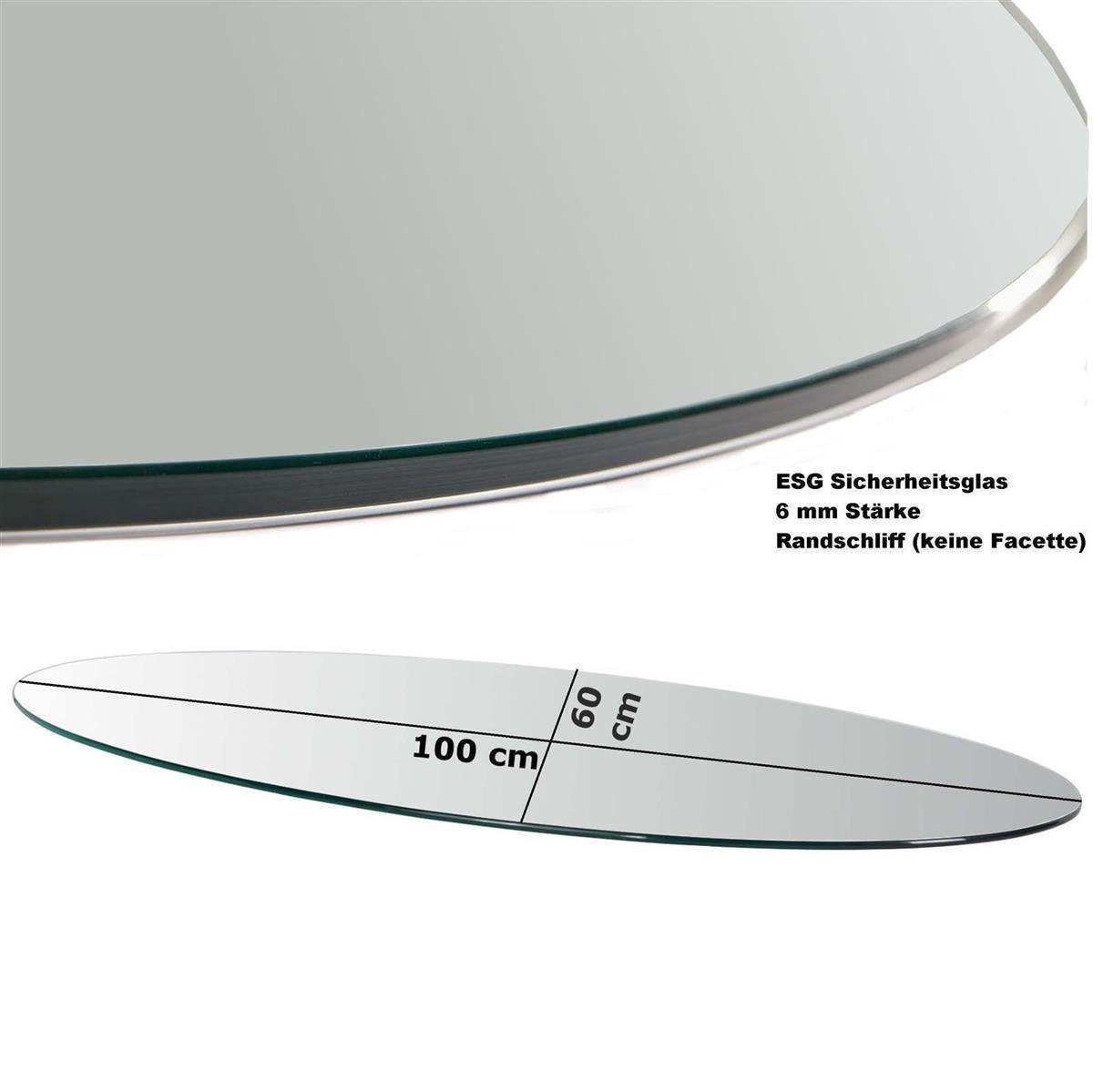 HOOZ Tischplatte Glasplatte Ø60x0,6 cm mit Facettenschliff - schwarz, rund