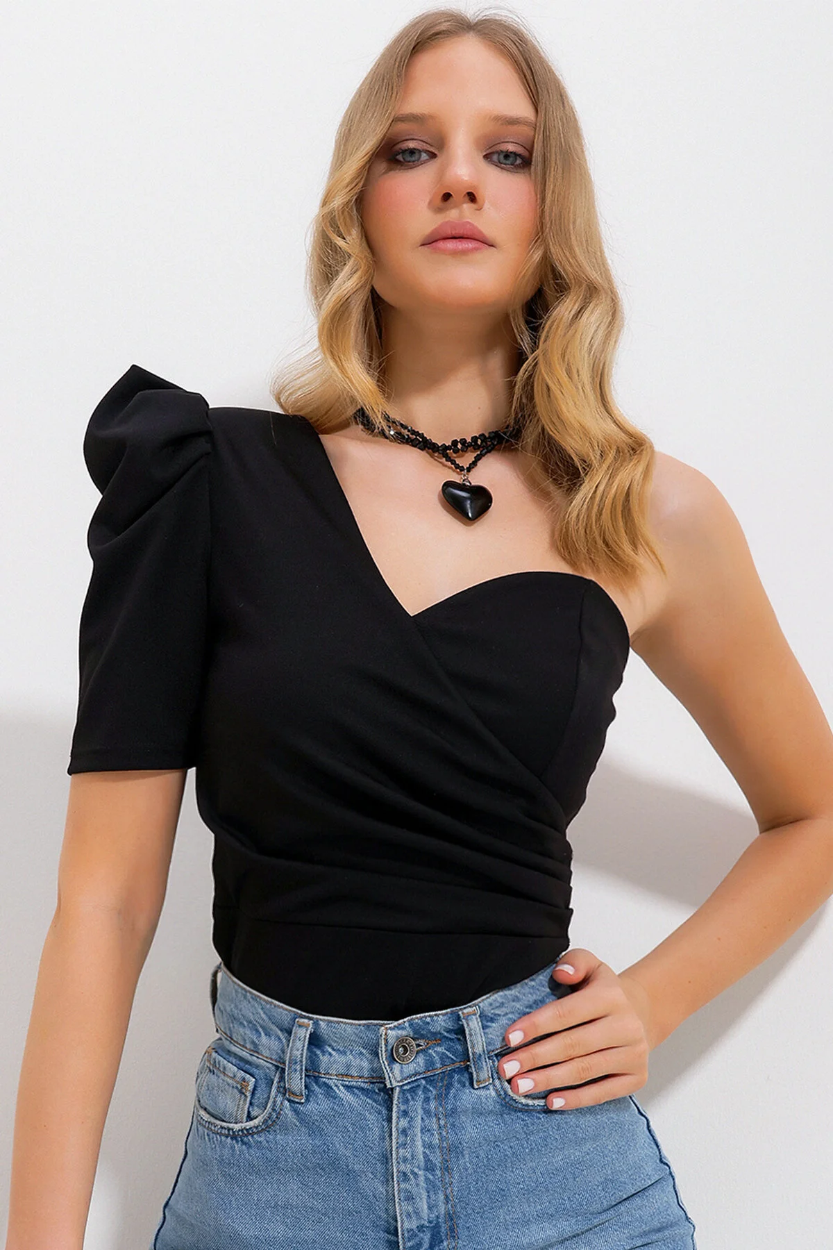 Trend Alaçatı Stili  Bluse - Schwarz - Regular Fit