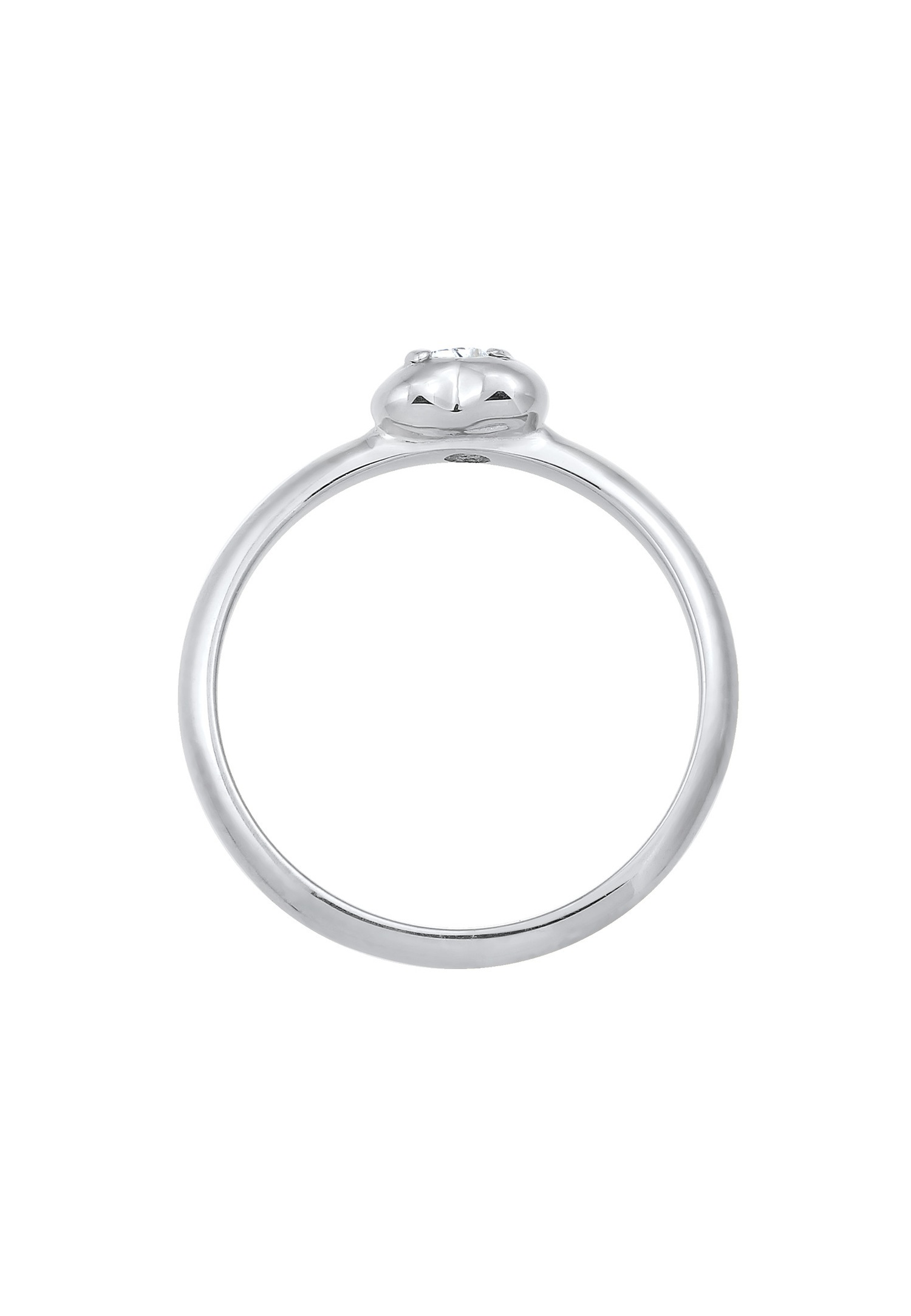 Elli Coeur avec des Cristaux de Zircone Minimal Bague Femme - (925/1000) Argent