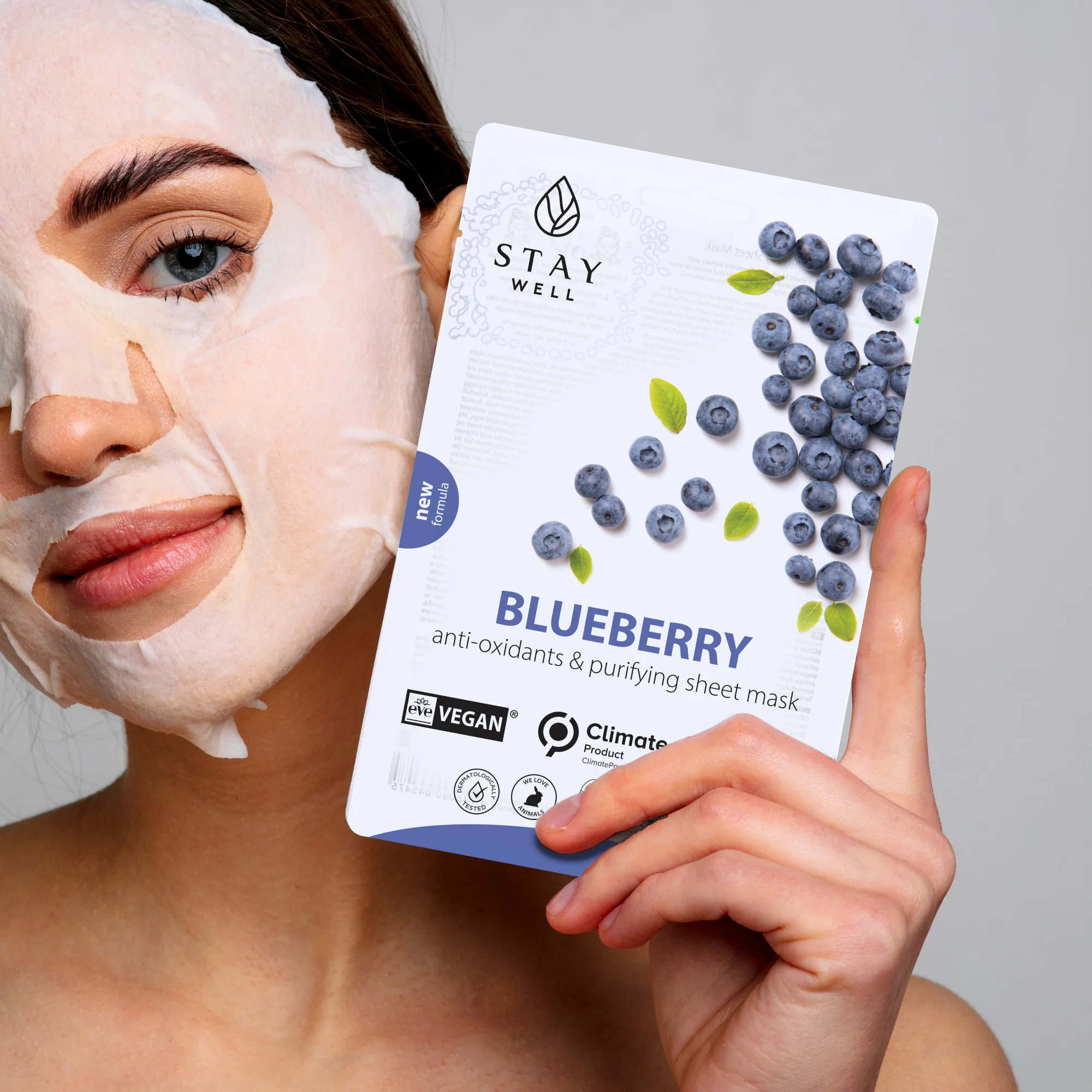 Vegansk Sheet Mask - BLUEBERRY - Rengörande ansiktsmask