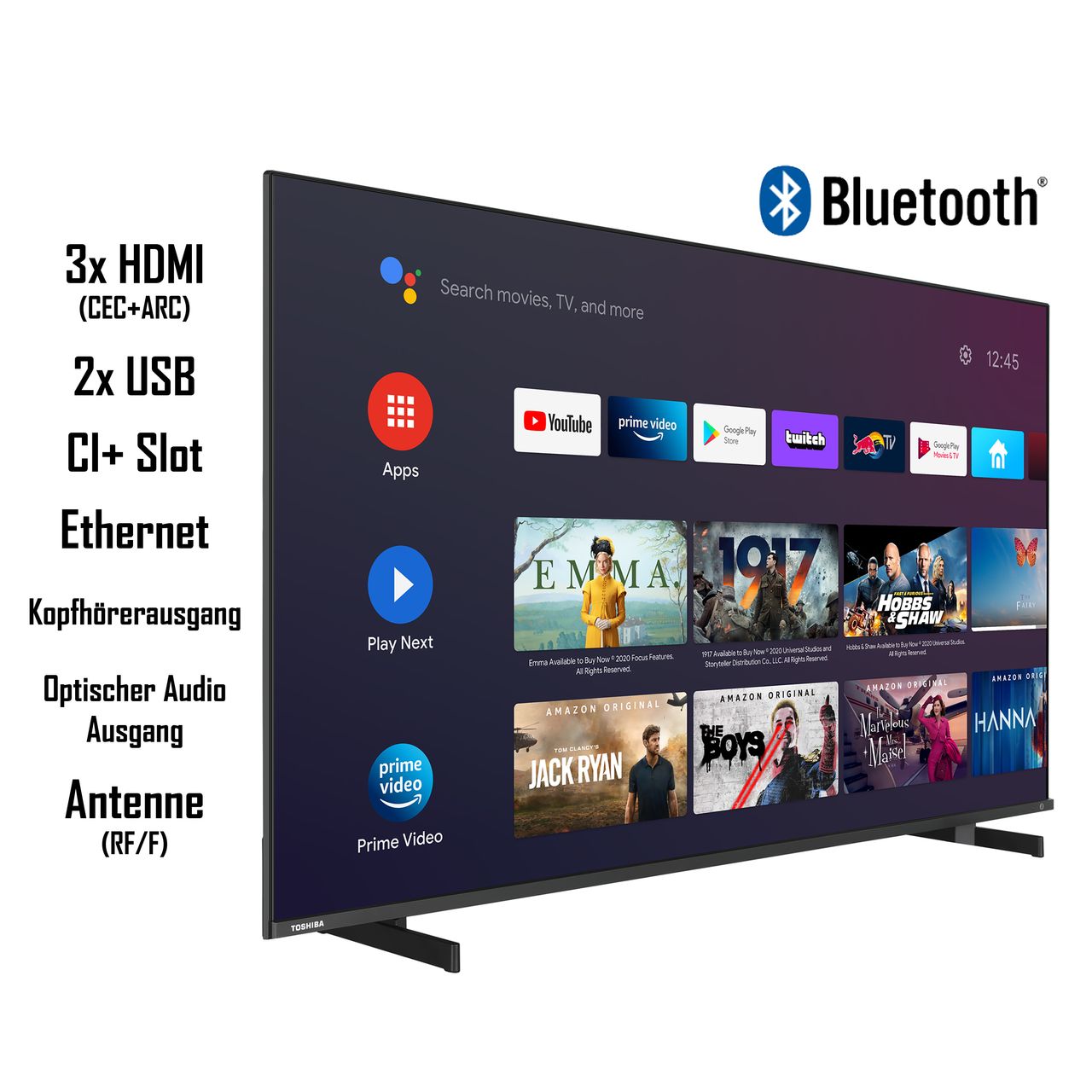 Toshiba 55UA5D63DGY 55 Zoll Fernseher (4K UHD, HDR Dolby Vision, Android Smart TV, Sound by Onkyo)