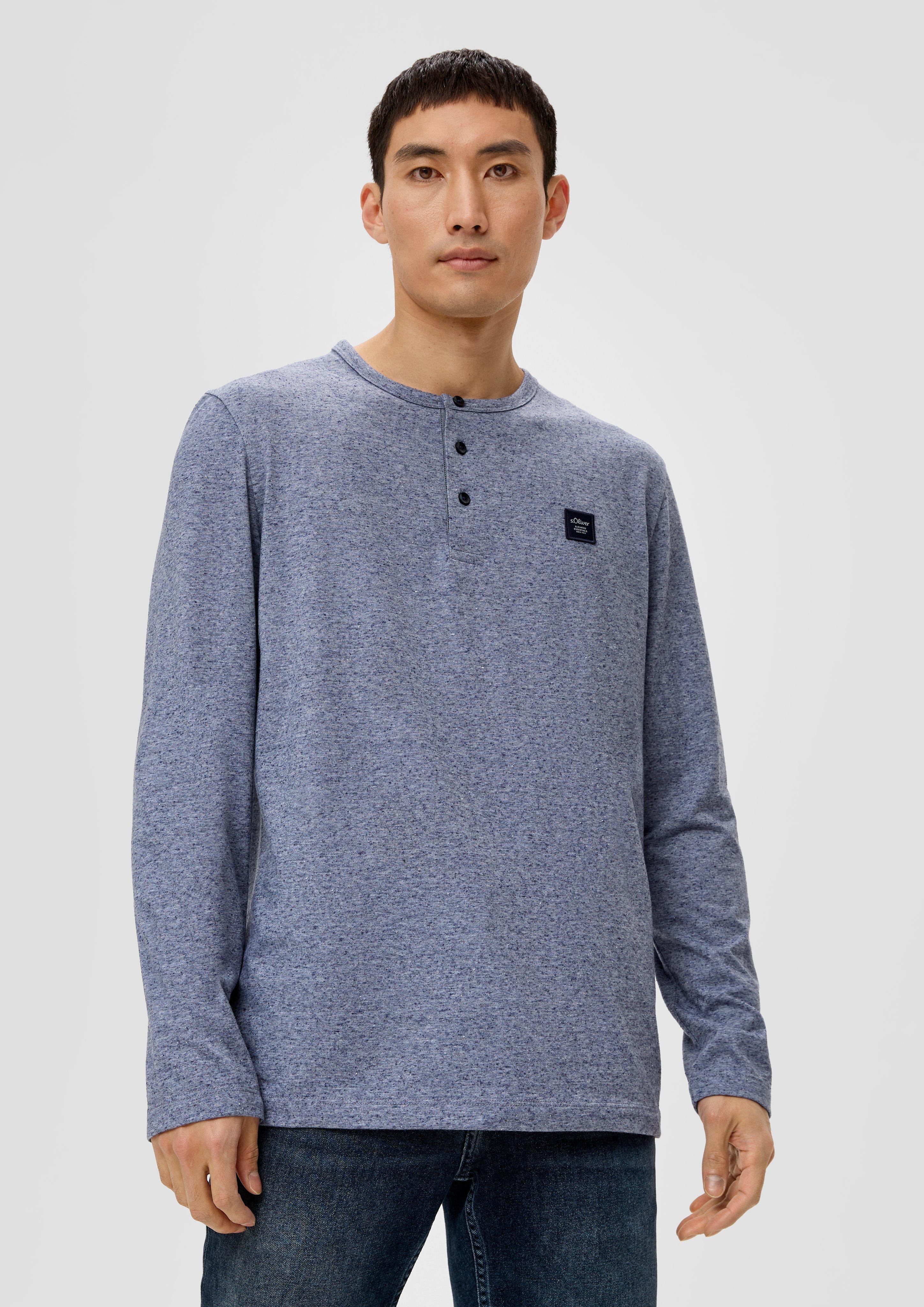 Meliertes Longsleeve mit Henleyausschnitt  2138648-90W2