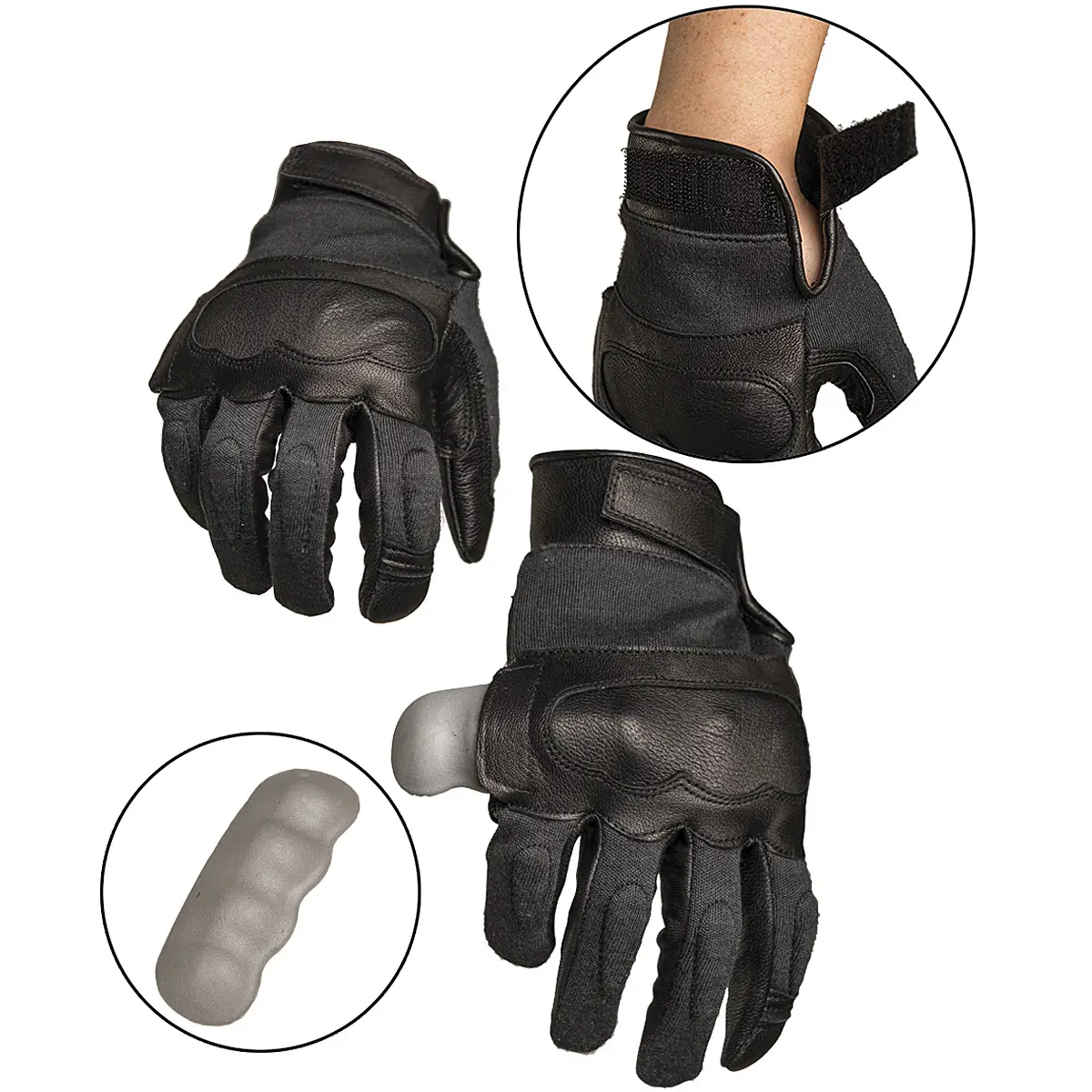 Taktische Handschuhe Leder/Aramid schwarz